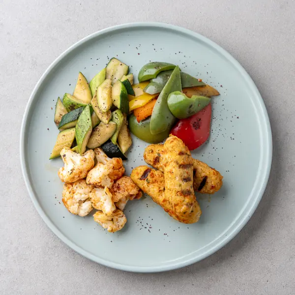 Lemon Garlic Fish Kebab with Char grilled Vegetables